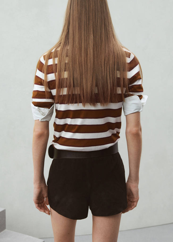 Short-sleeved knitted sweater — Caramel