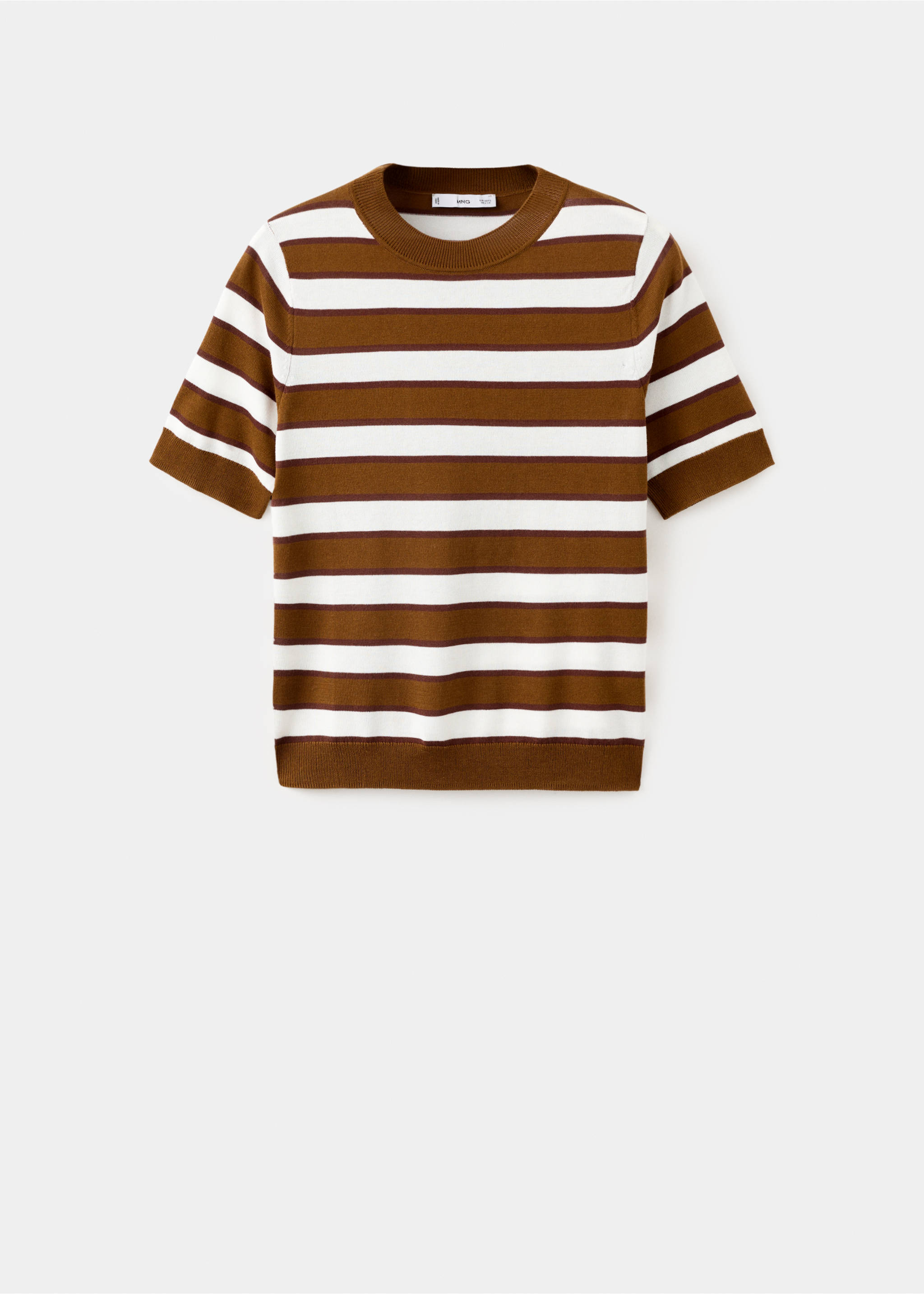Short-sleeved knitted sweater - Article without model, Caramel. Ref: 27004784-00.