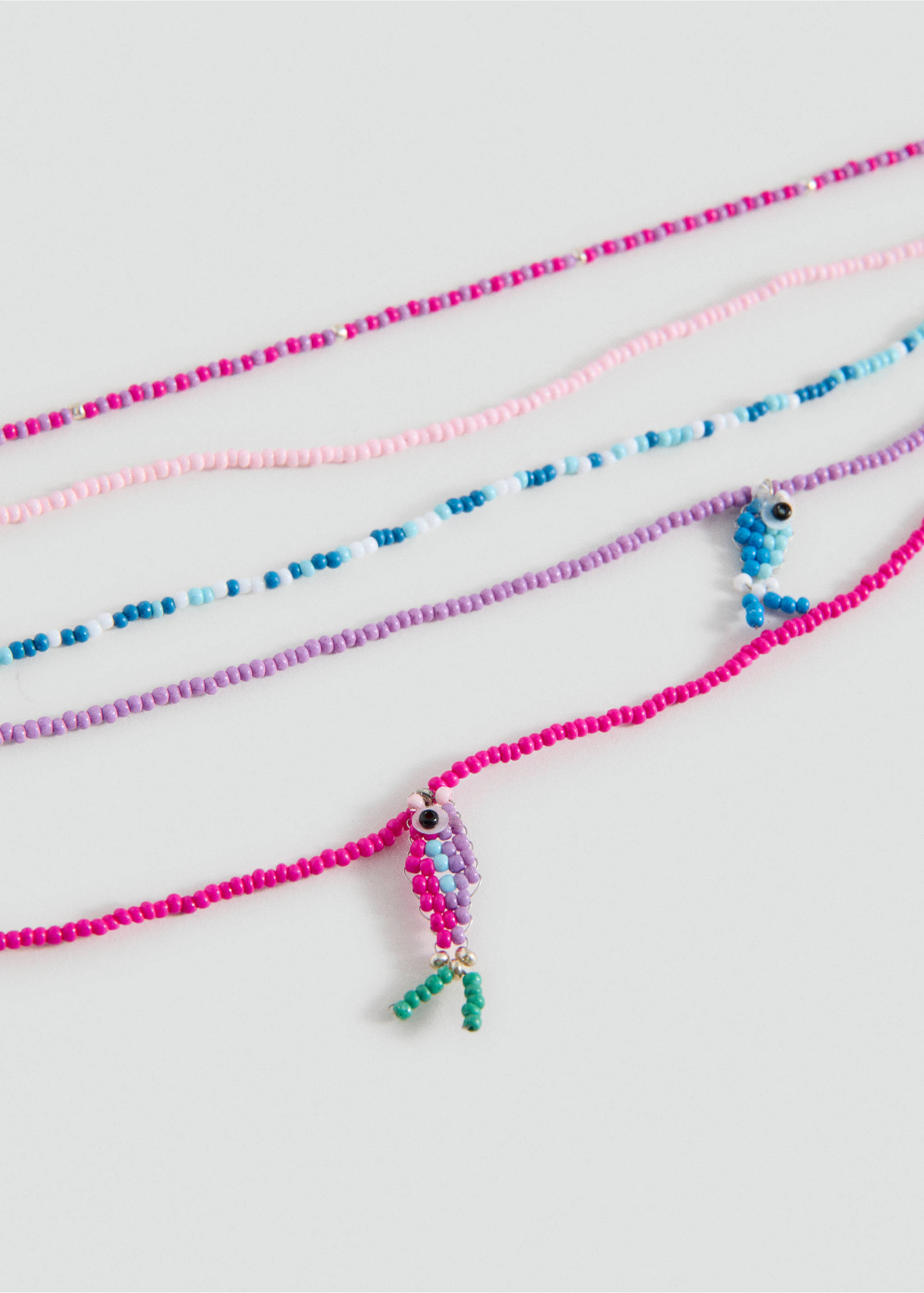 Collar múltiple abalorios - Plano medio, Fucsia. Ref: 27004790-00.