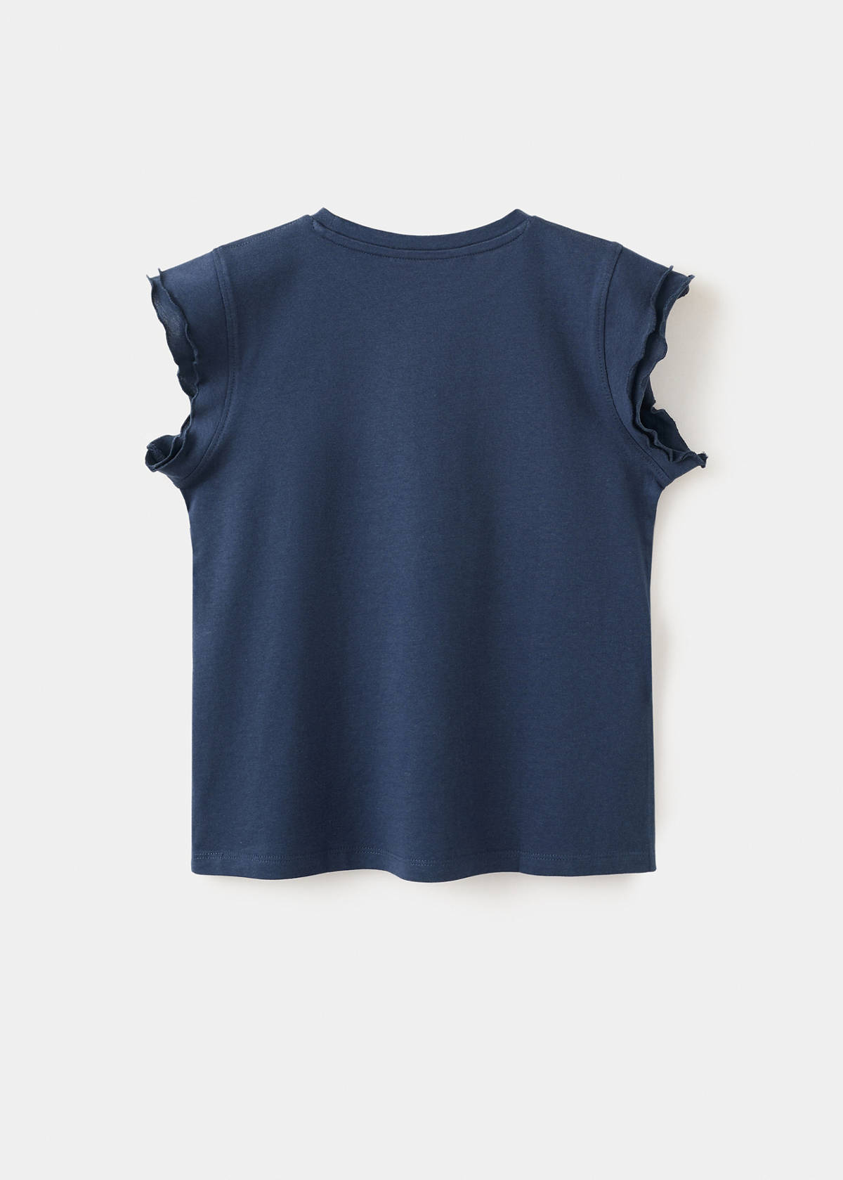 Short-sleeved ruffle t-shirt — Navy