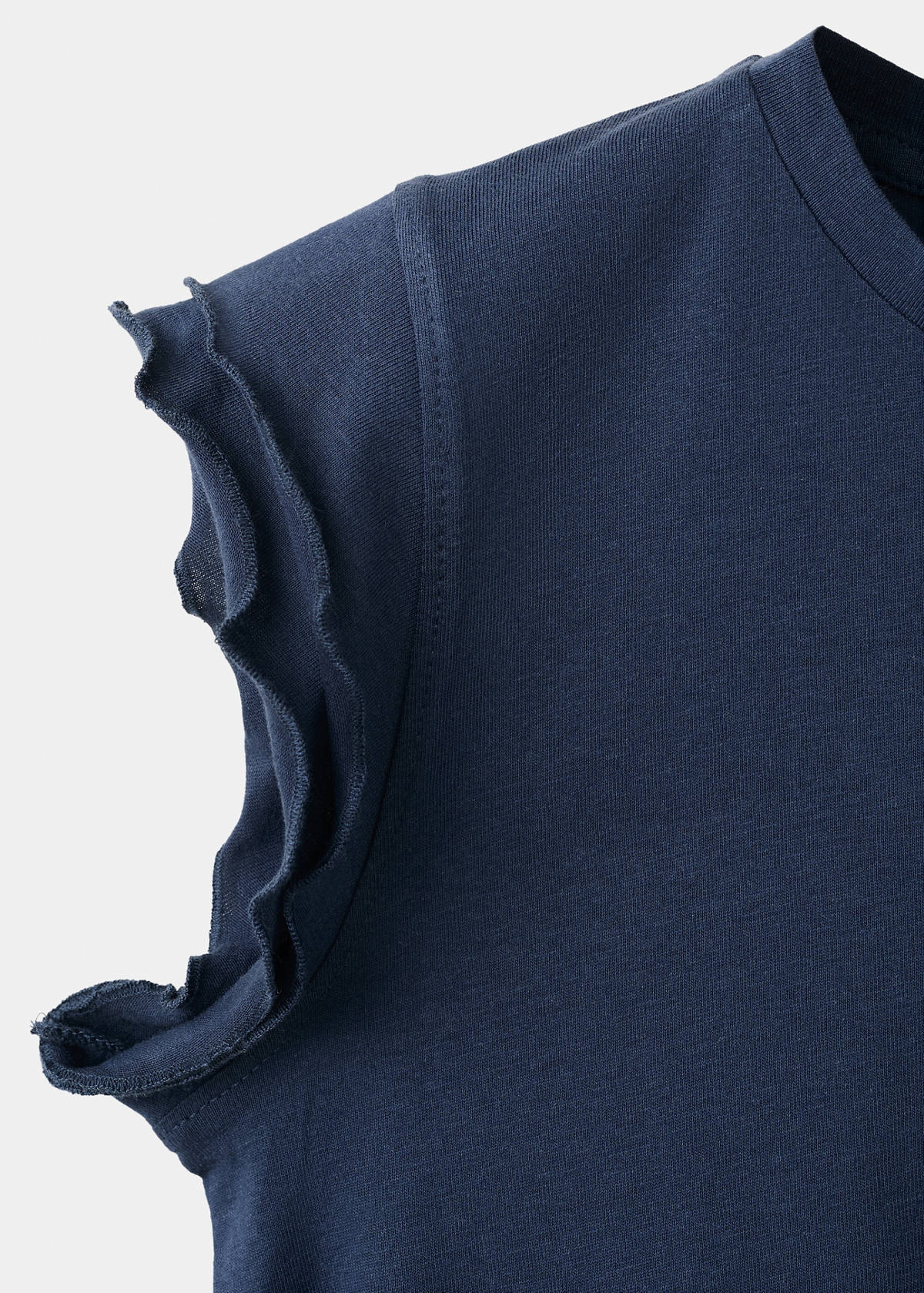 Short-sleeved ruffle t-shirt — Navy