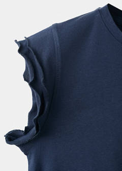 Short-sleeved ruffle t-shirt — Navy 2
