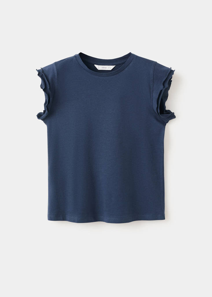 Short-sleeved ruffle t-shirt — Navy