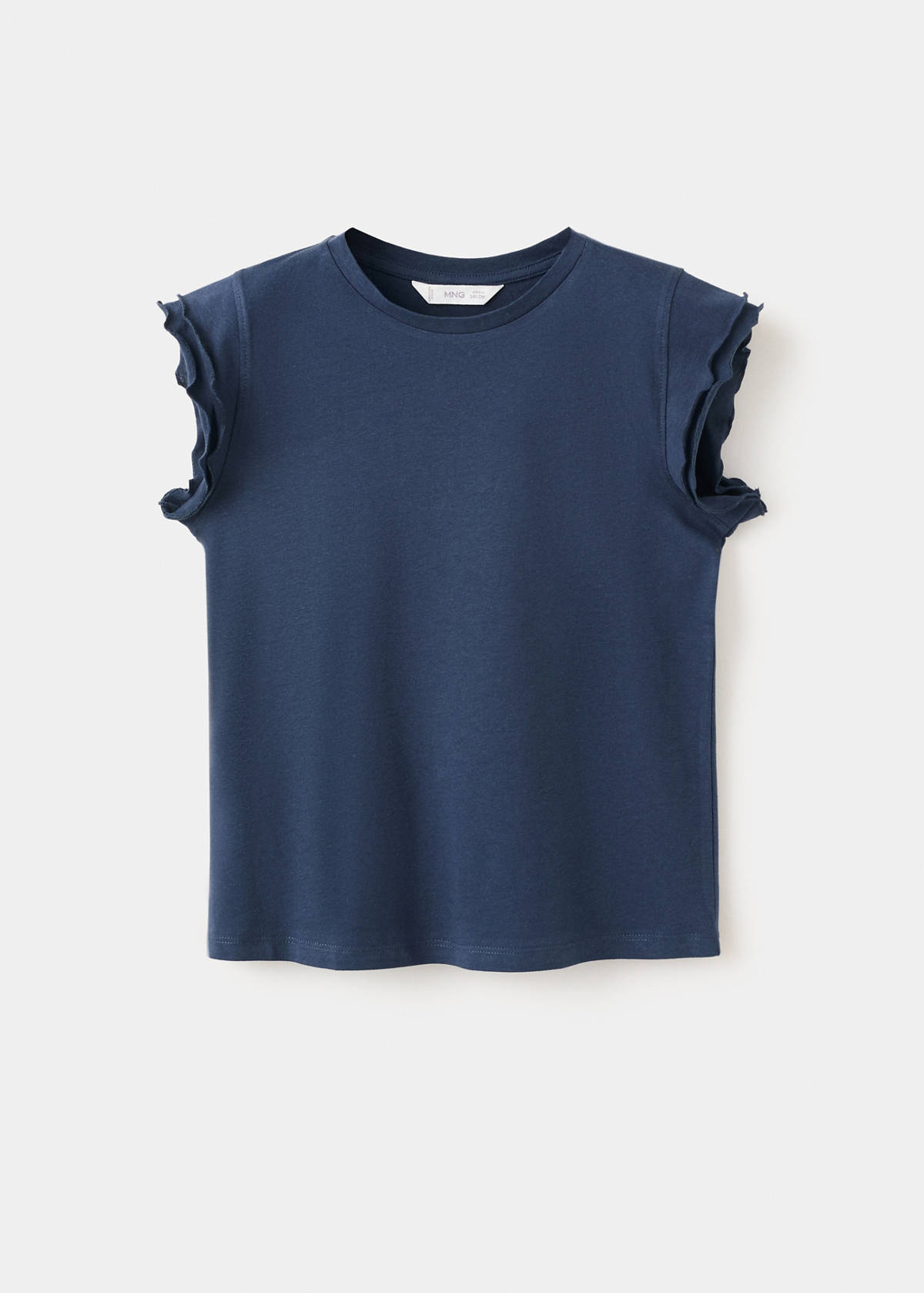 Short-sleeved ruffle t-shirt — Navy
