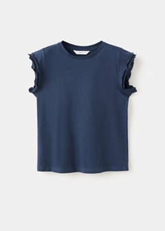 Short-sleeved ruffle t-shirt — Navy 1