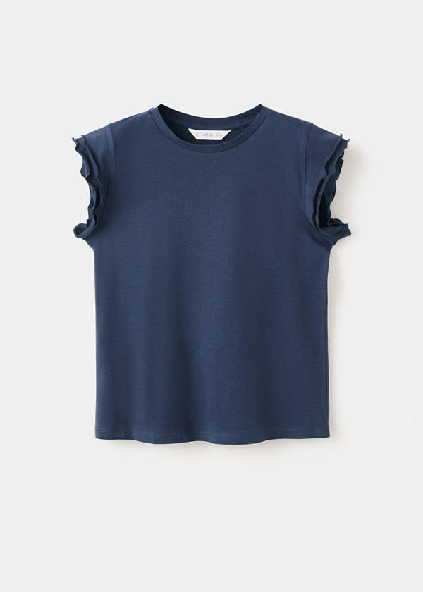 Short-sleeved ruffle t-shirt — Navy