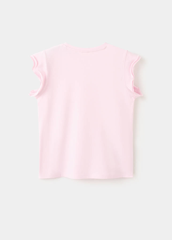 Short-sleeved ruffle t-shirt — Pink