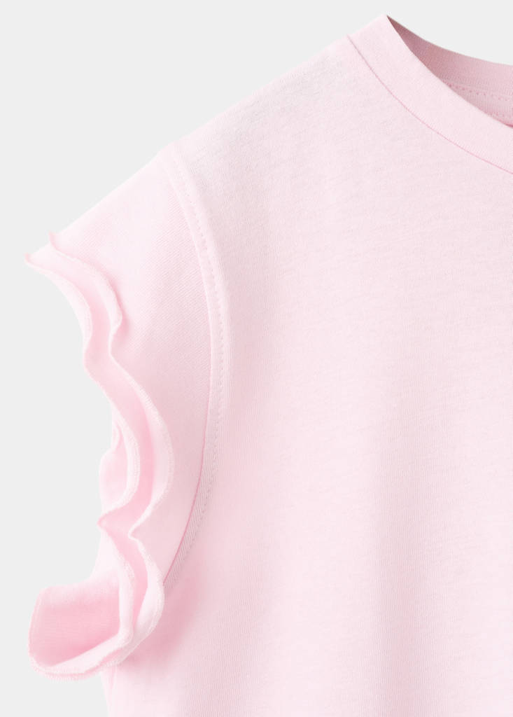 Short-sleeved ruffle t-shirt — Pink