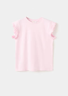 Short-sleeved ruffle t-shirt — Pink 1
