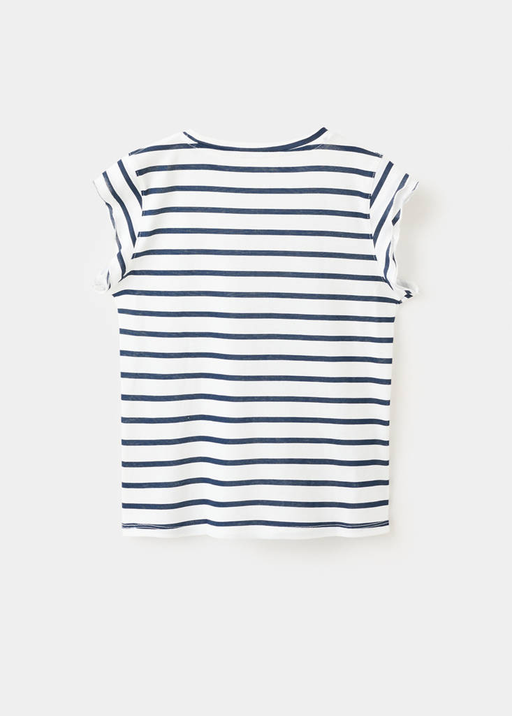 Ruffled striped t-shirt — Navy