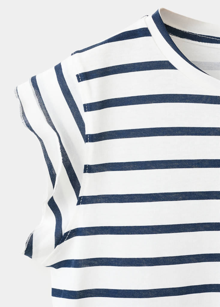 Ruffled striped t-shirt — Navy