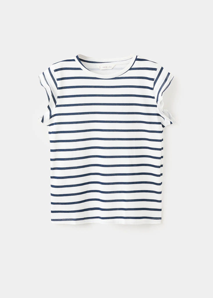 Ruffled striped t-shirt — Navy