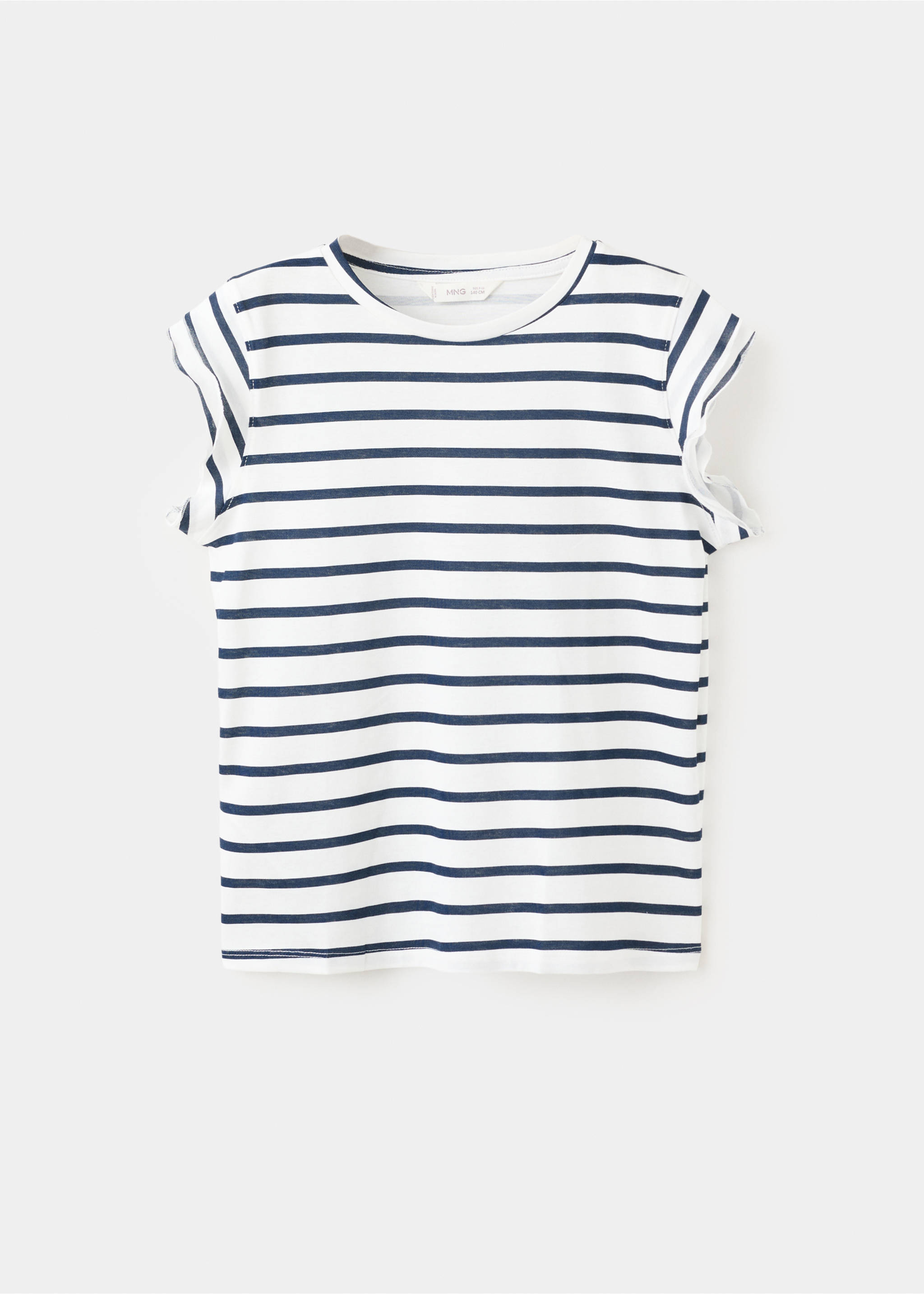 Ruffled striped t-shirt - Article without model, Navy. Ref: 27005157-00.