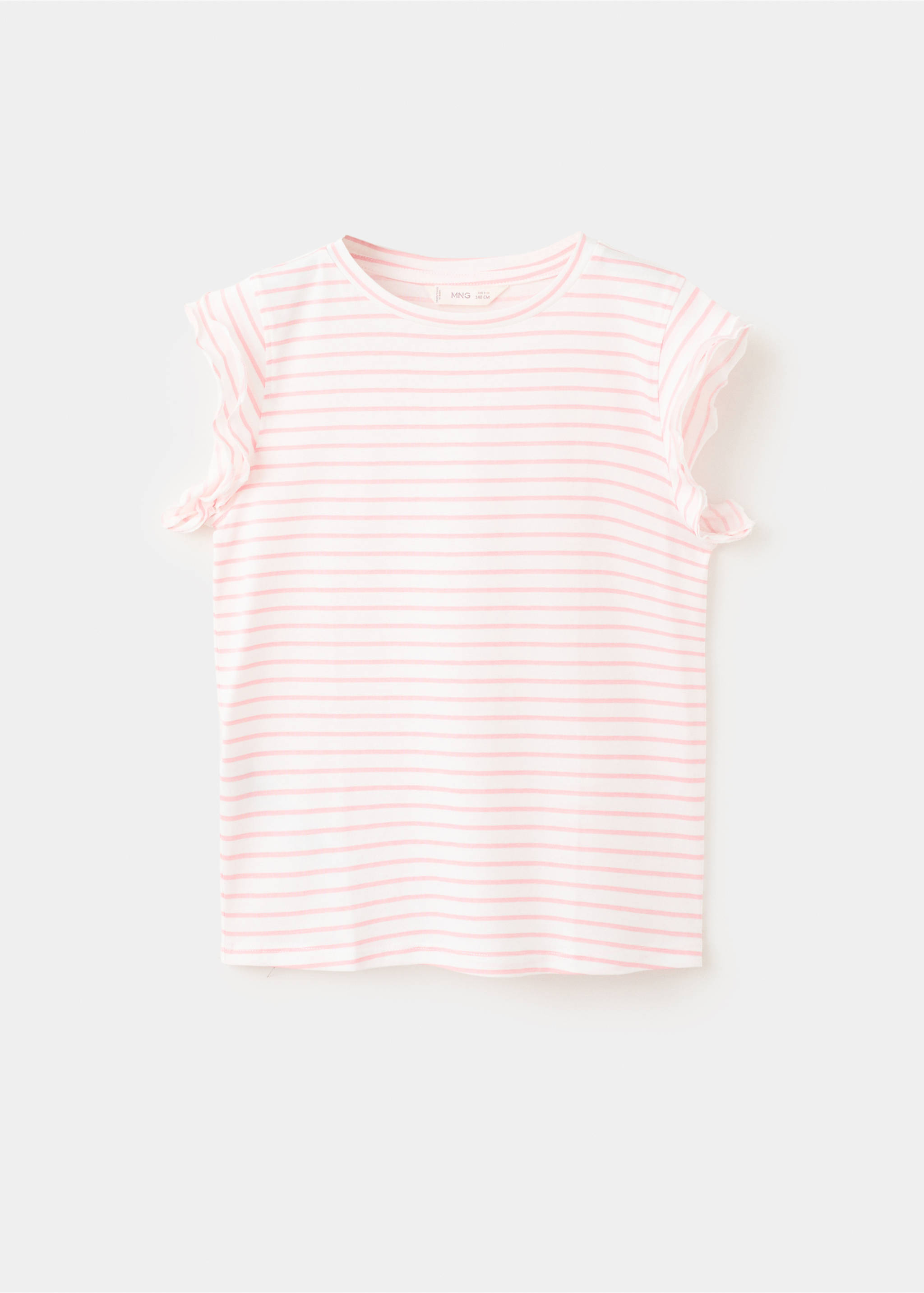 Ruffled striped t-shirt - Article without model, Pink. Ref: 27005157-00.