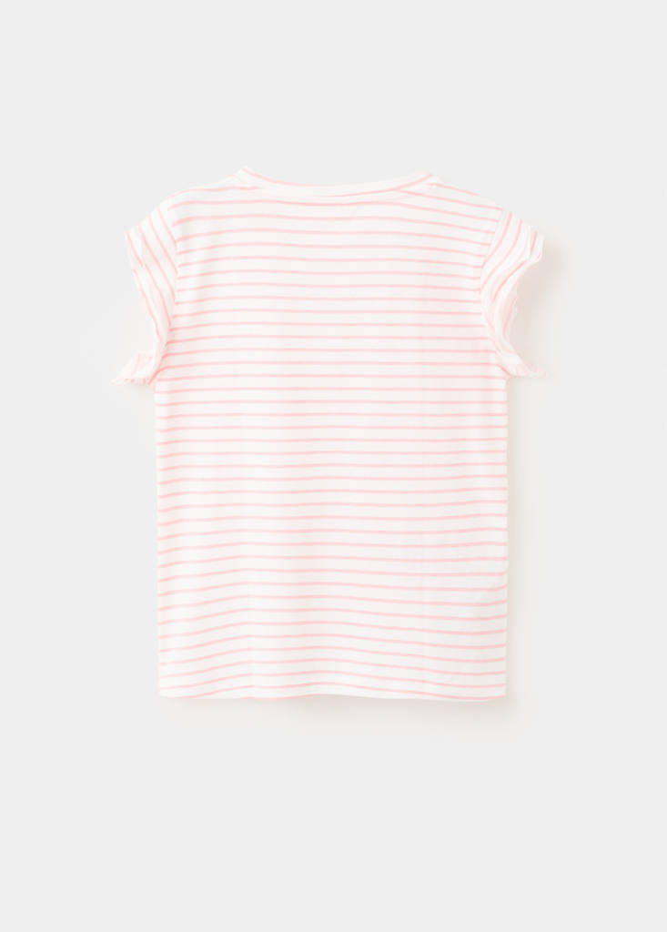 Ruffled striped t-shirt — Pink