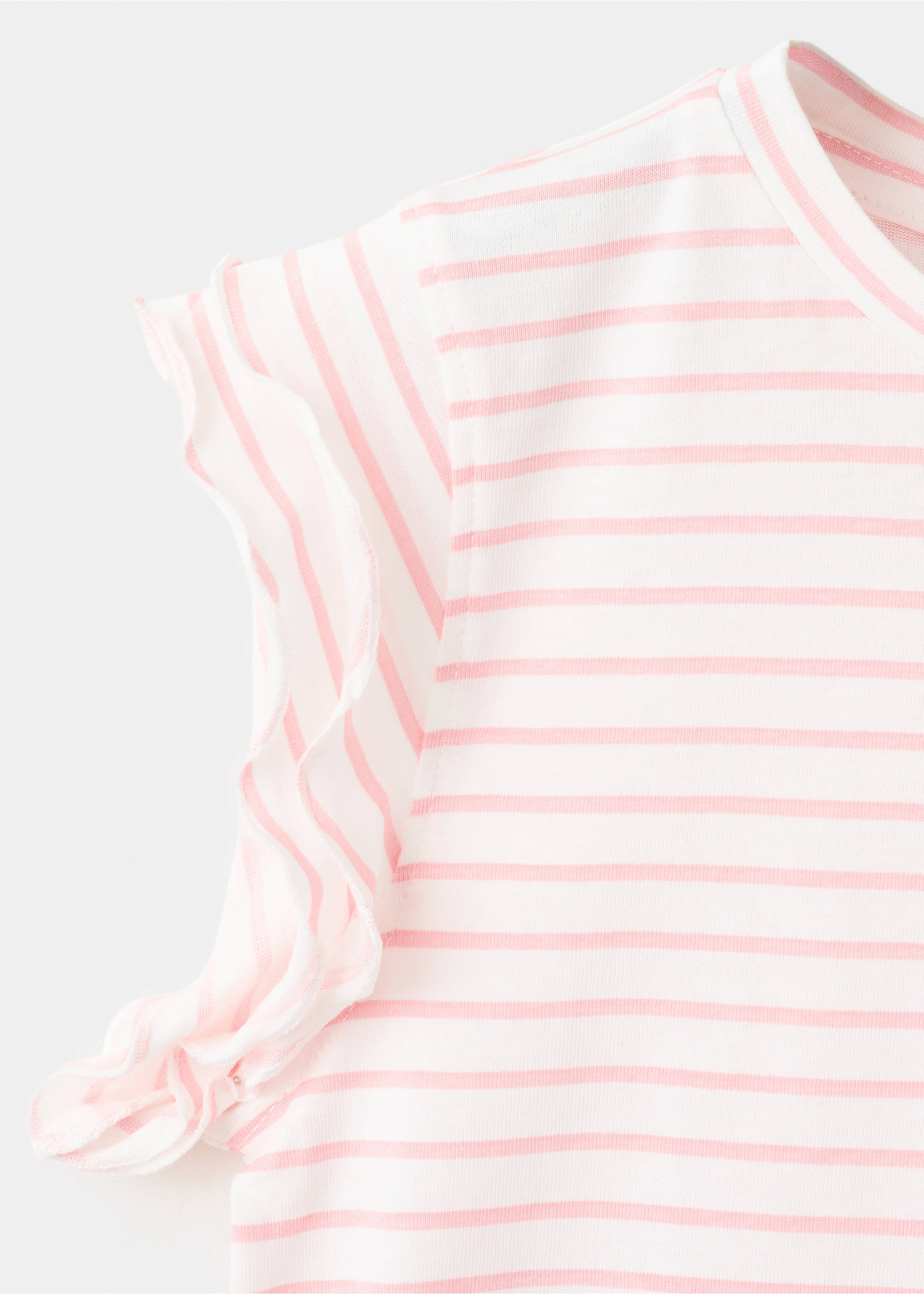 Ruffled striped t-shirt - Details of the article 8, Pink. Ref: 27005157-00.