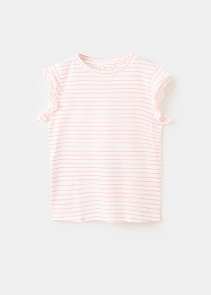 Ruffled striped t-shirt — Pink