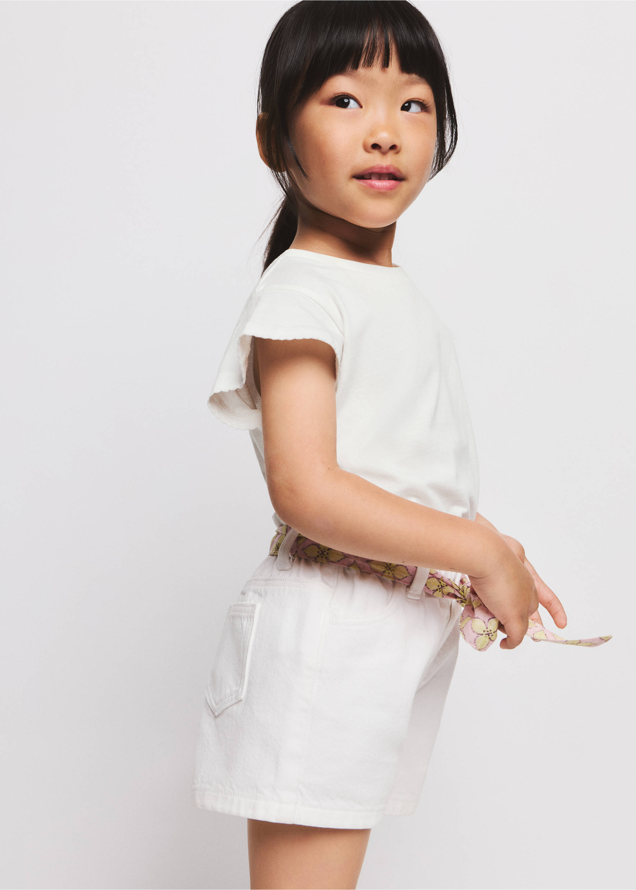 Short-sleeved cotton t-shirt - Details of the article 1, Off White. Ref: 27005159-00.