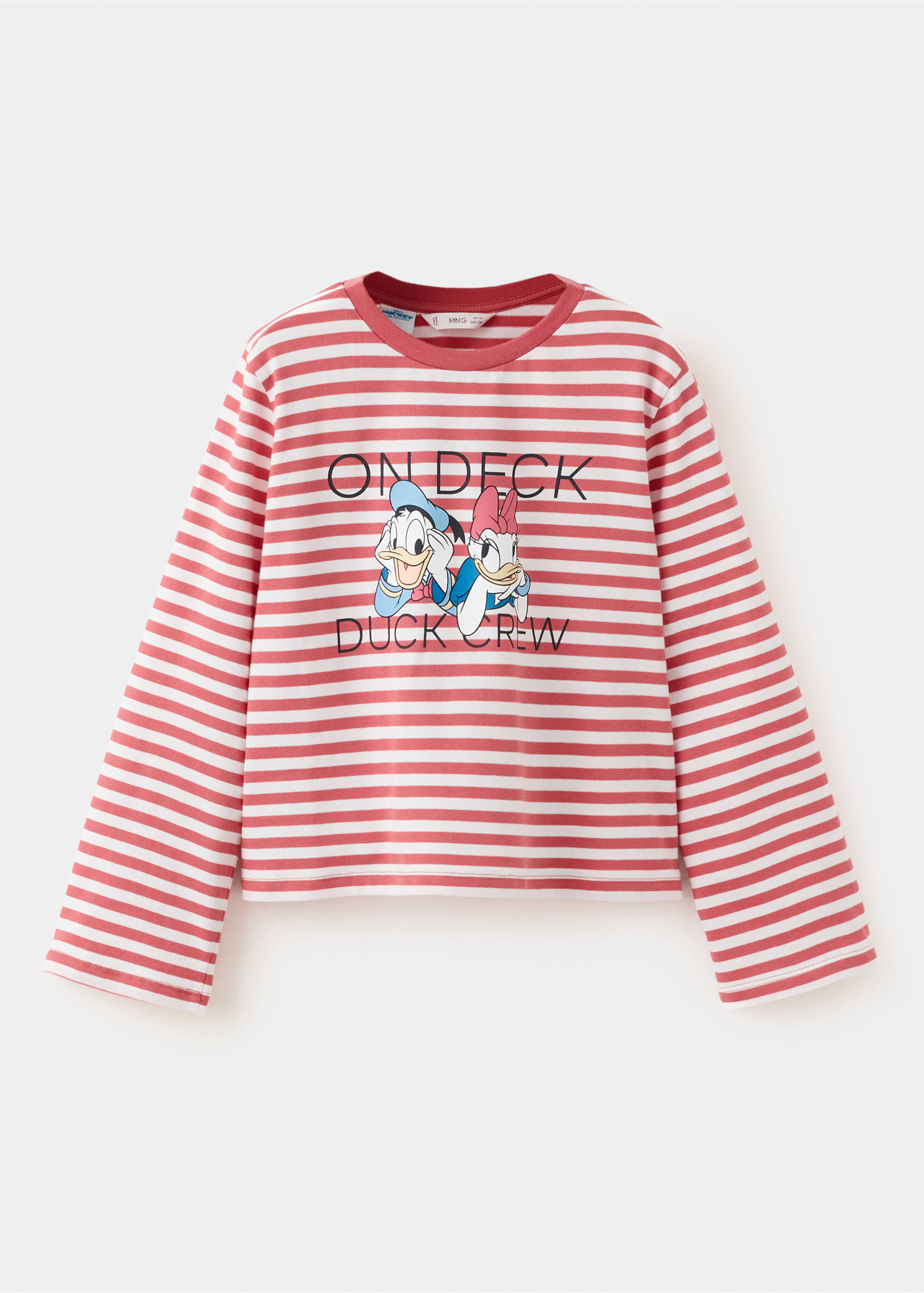 T-shirt rayé Daisy Donald - Article sans modèle, Fraise. Ref: 27005160-00.