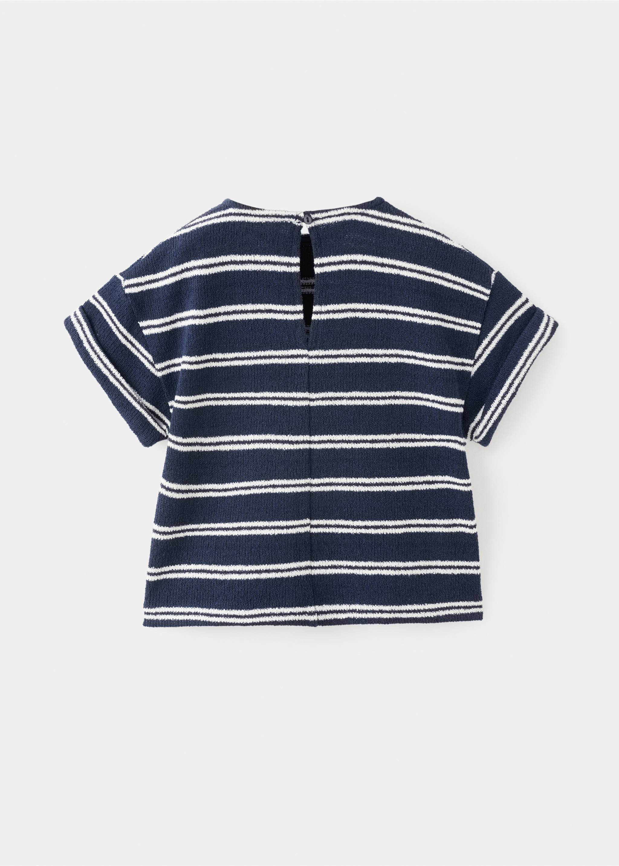 Striped jersey T-shirt - Reverse of the article, Navy. Ref: 27005164-00.
