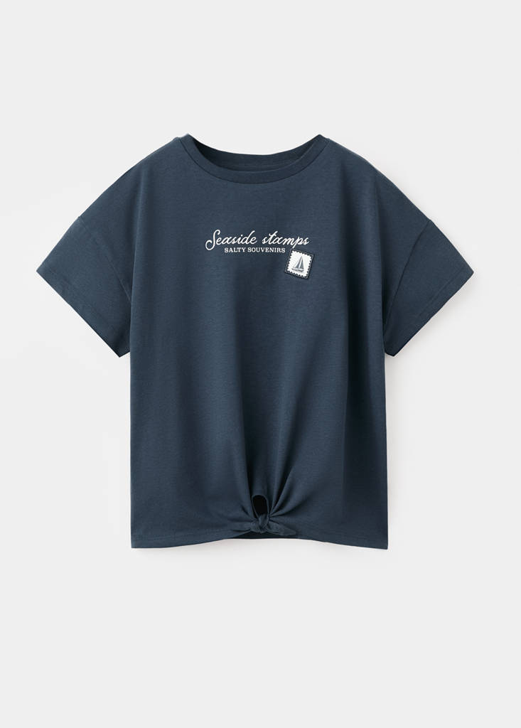 Knot detail T-shirt — Navy
