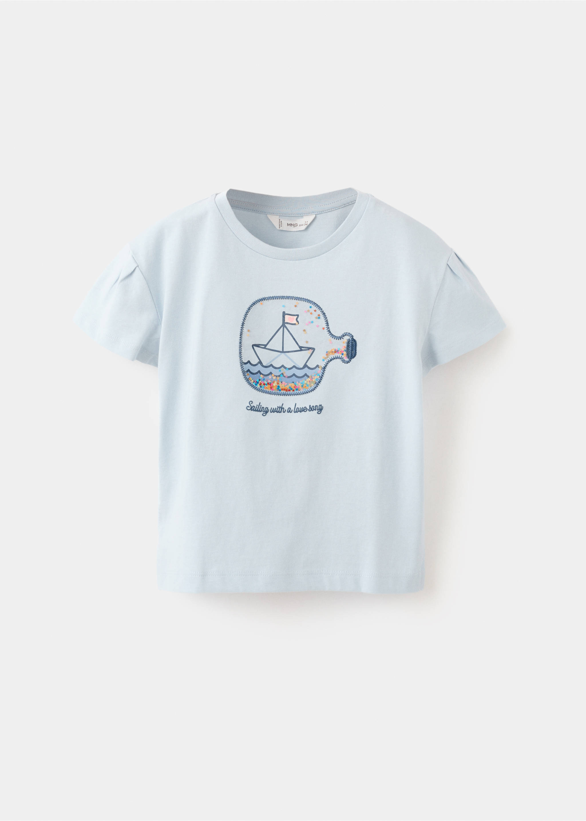 Printed cotton-blend t-shirt - Article without model, Sky Blue. Ref: 27005166-00.