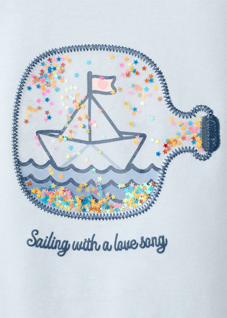 Printed cotton-blend t-shirt — Sky Blue