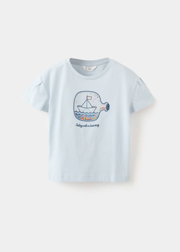 Printed cotton-blend t-shirt — Sky Blue