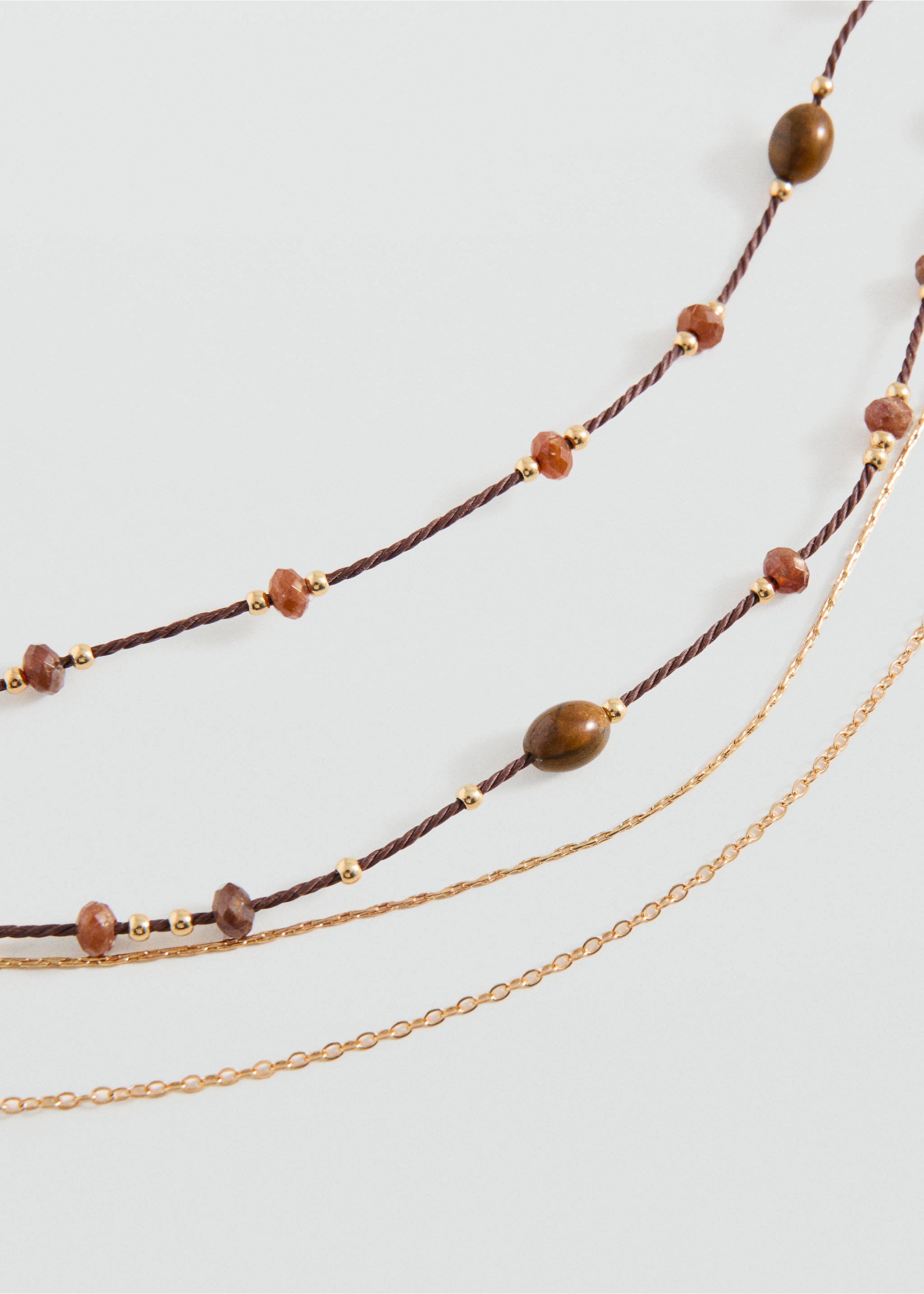 Многоярусное ожерелье из цепочек - Средний план, Коричневый. Ref: 27005171-00.