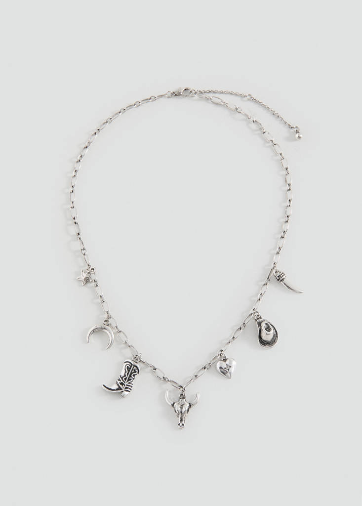 Pendant necklace with charms — Silver
