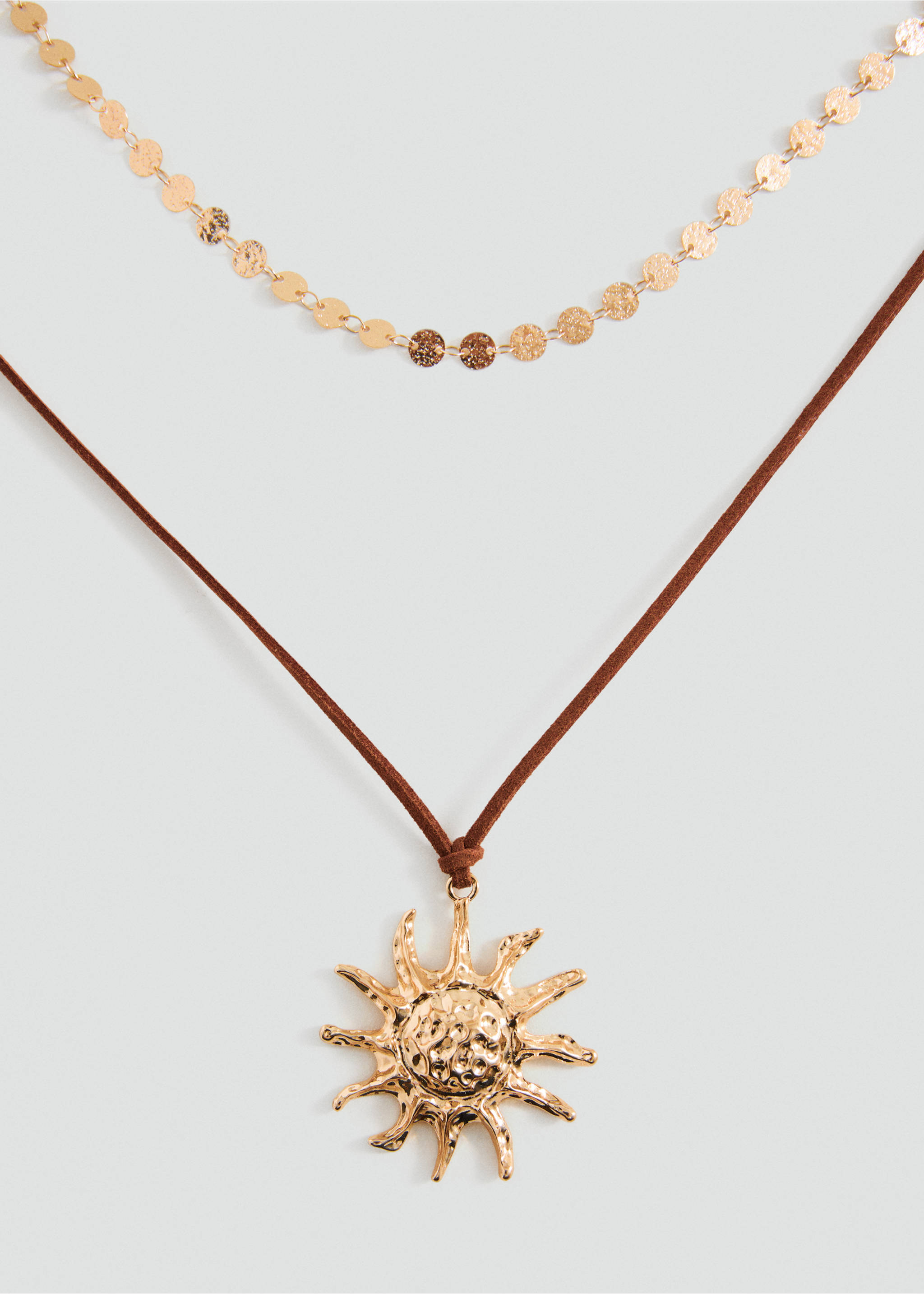 Hängande flera halsband - Bild av mittparti, Guld. Ref: 27005179-00.