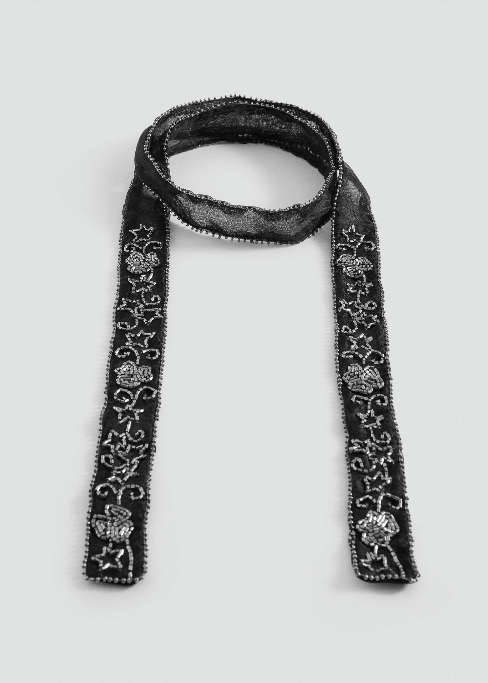 Beaded mesh collar necklace - Article without model, Silver. Ref: 27005195-00.
