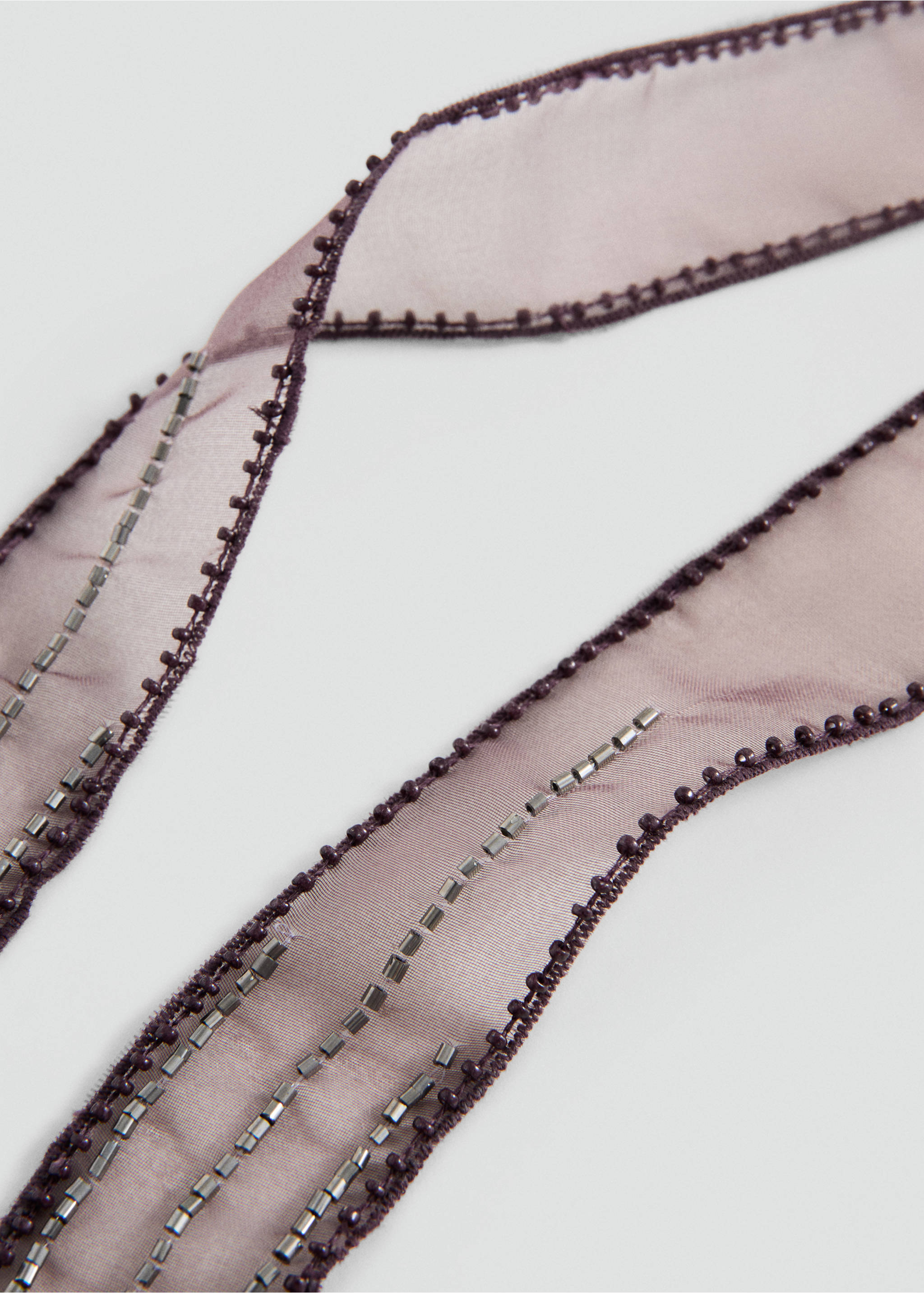 Beaded mesh collar necklace - Medium plane, Purple. Ref: 27005196-00.