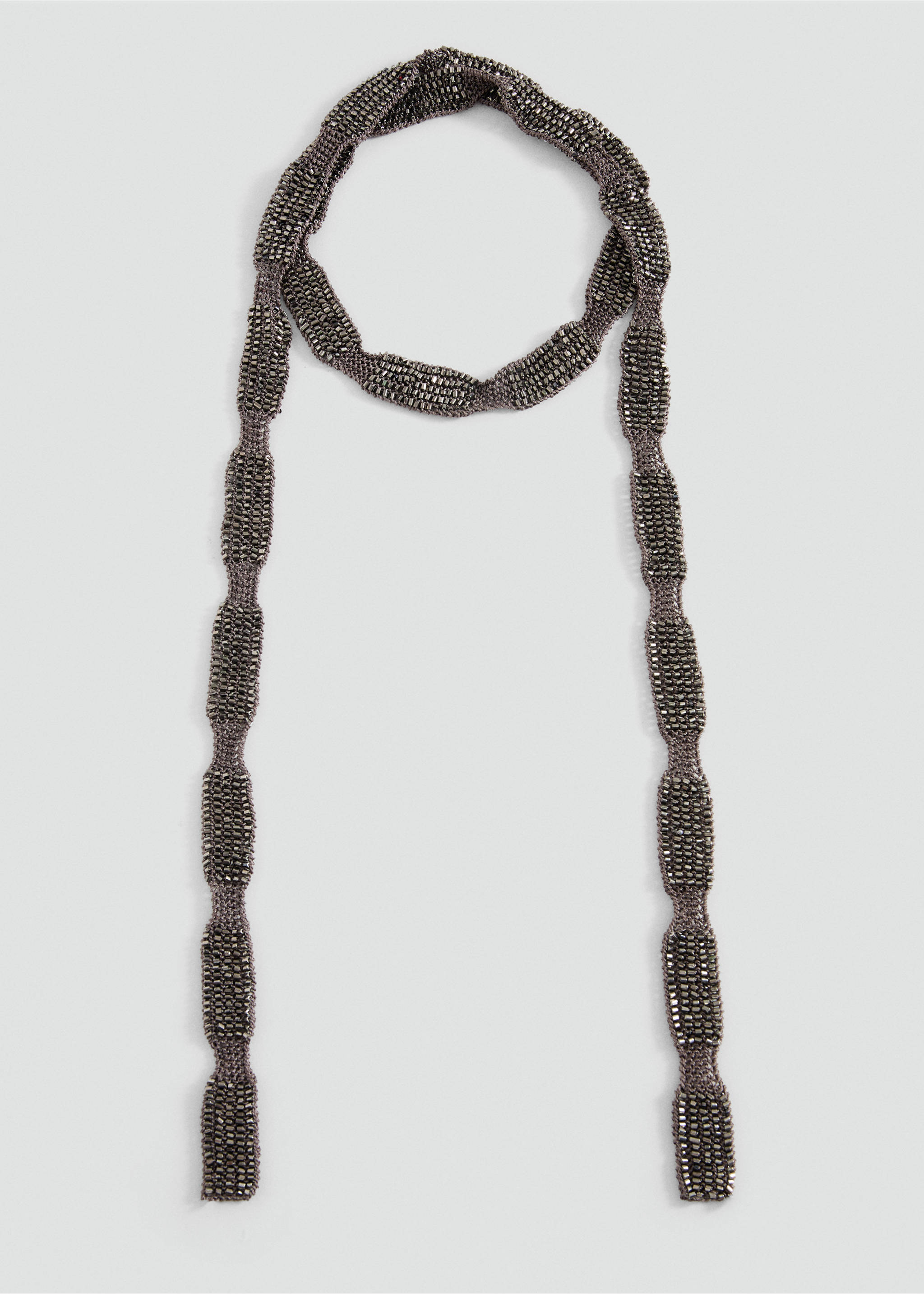 Beaded mesh collar necklace - Article without model, Black. Ref: 27005197-00.