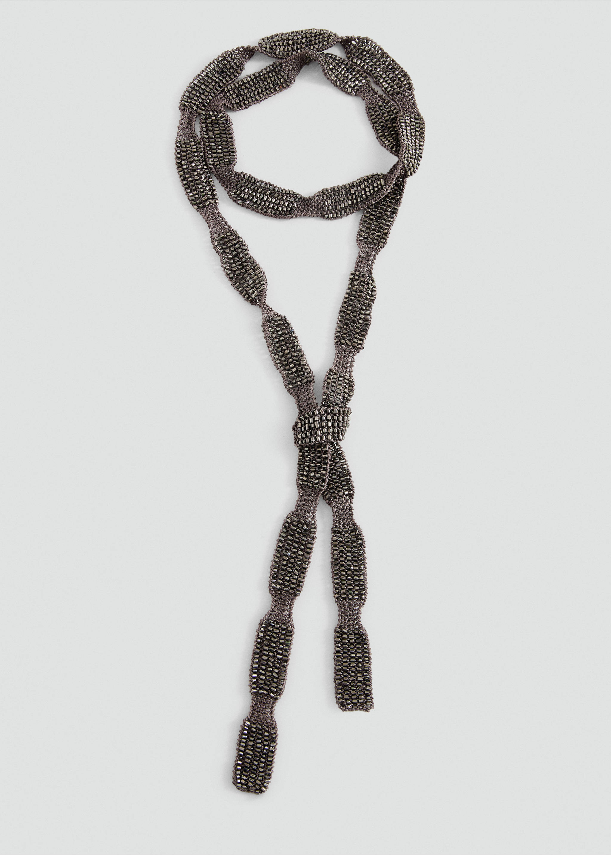 Beaded mesh collar necklace - Details of the article 2, Black. Ref: 27005197-00.