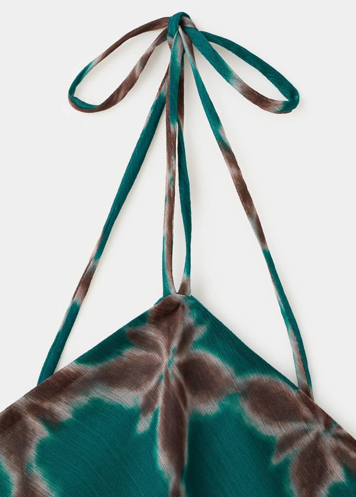 Halter-neck printed dress — Petrol Blue