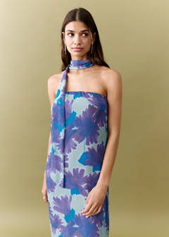 Printed dress with foulard — Mint Green 2