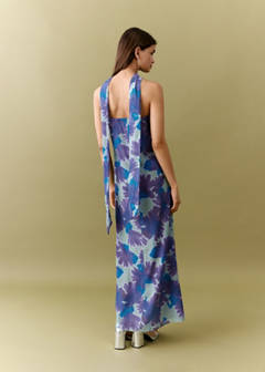 Printed dress with foulard — Mint Green 9