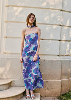 Printed dress with foulard — Mint Green 1