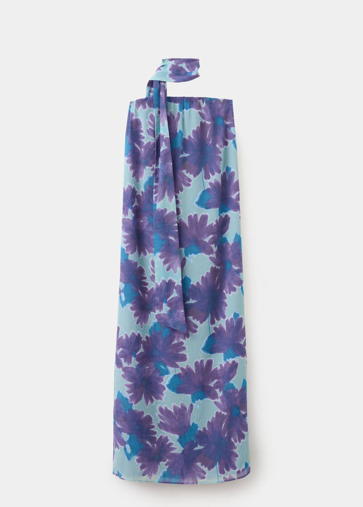 Printed dress with foulard — Mint Green