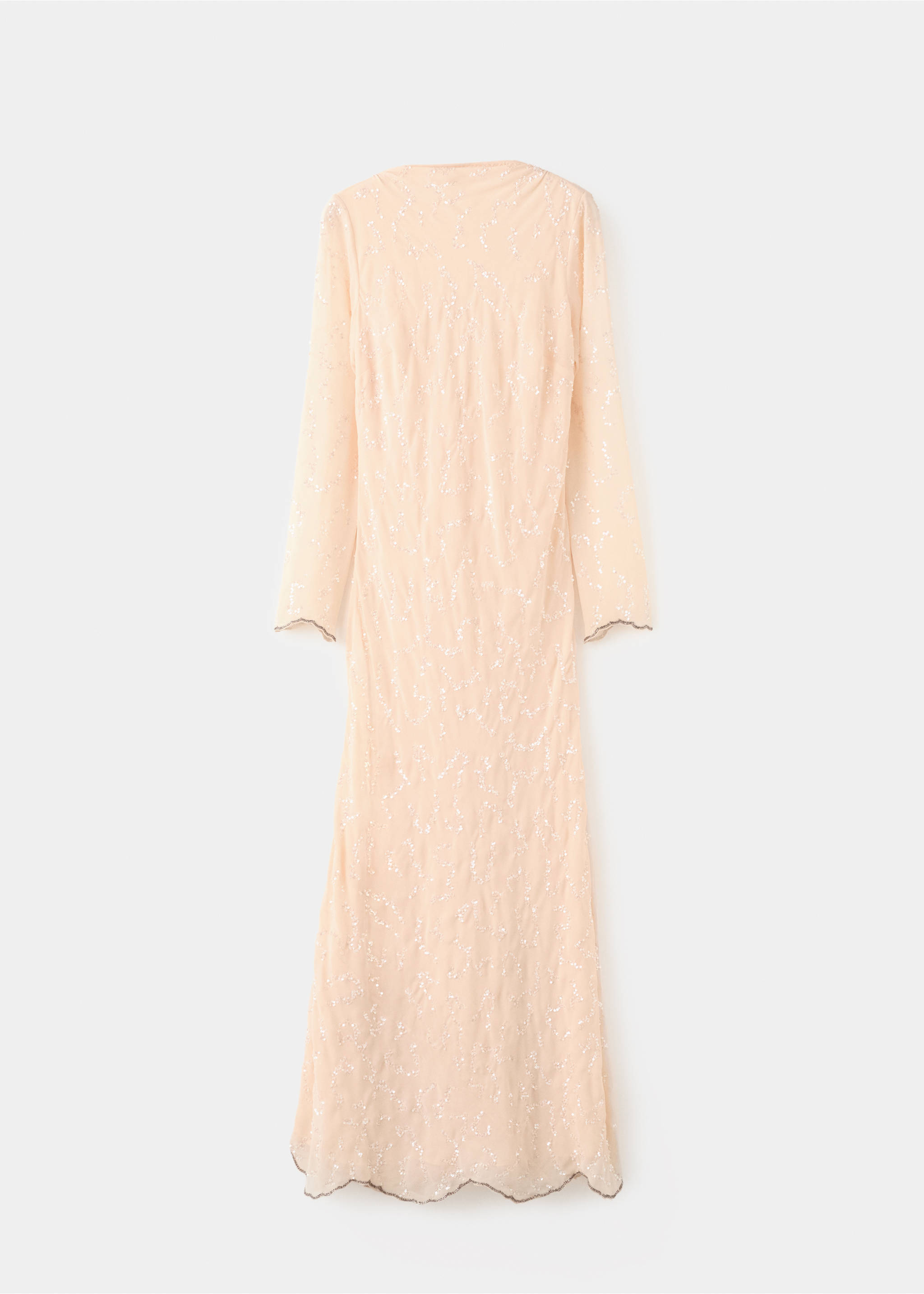 Sequin dress with open back - Article without model, Ecru. Ref: 27005821-00.
