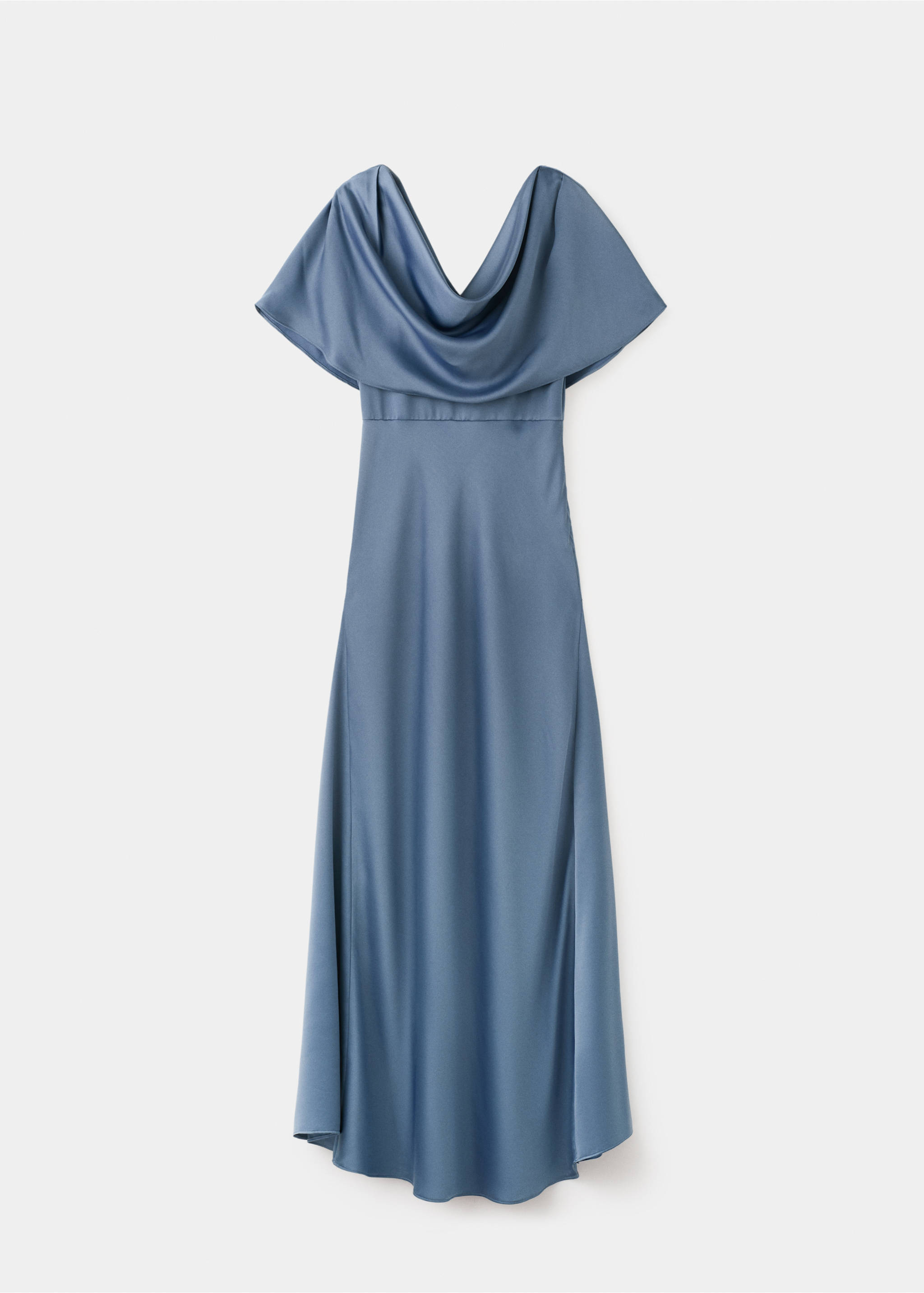 Draped neck satin dress - Article without model, Charcoal. Ref: 27005822-00.