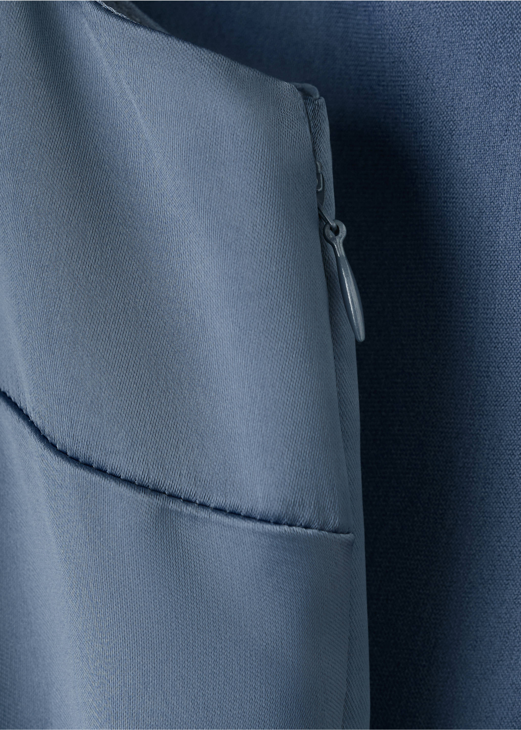 Draped neck satin dress - Details of the article 0, Charcoal. Ref: 27005822-00.