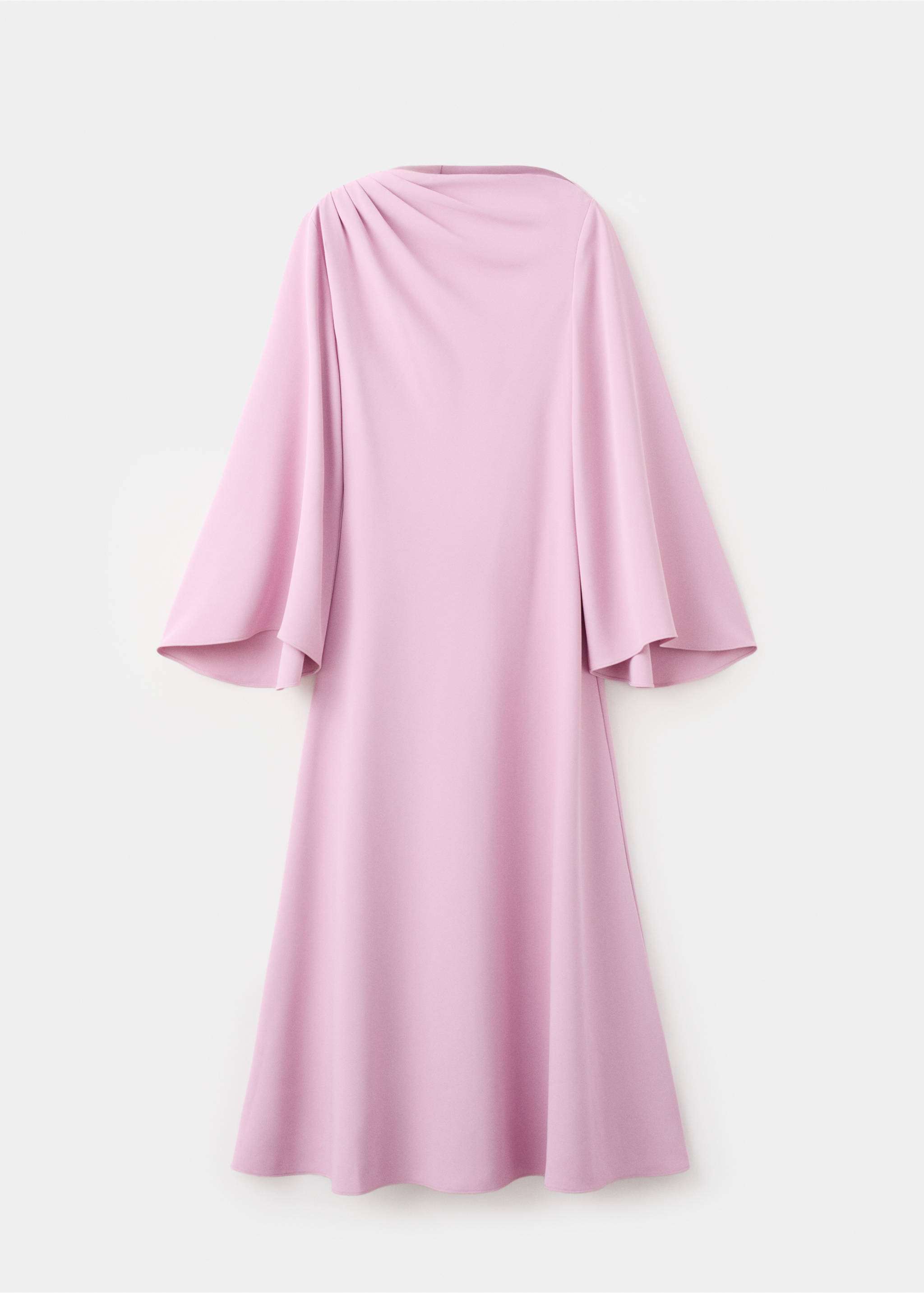 Flared-sleeve satin dress - Article without model, Pastel Pink. Ref: 27005823-00.