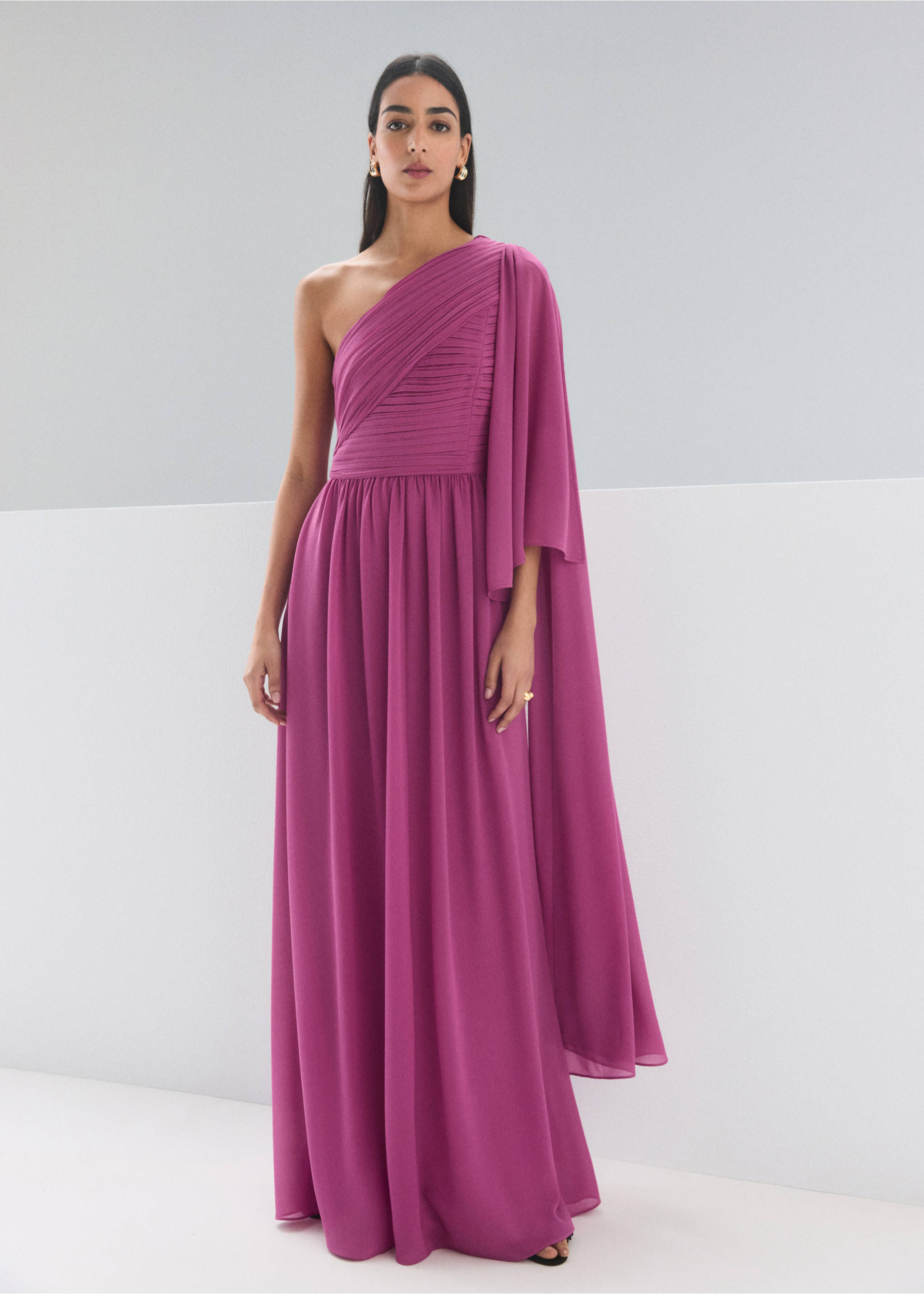 Knot asymmetric dress - General plane, Fuchsia. Ref: 27005824-00.