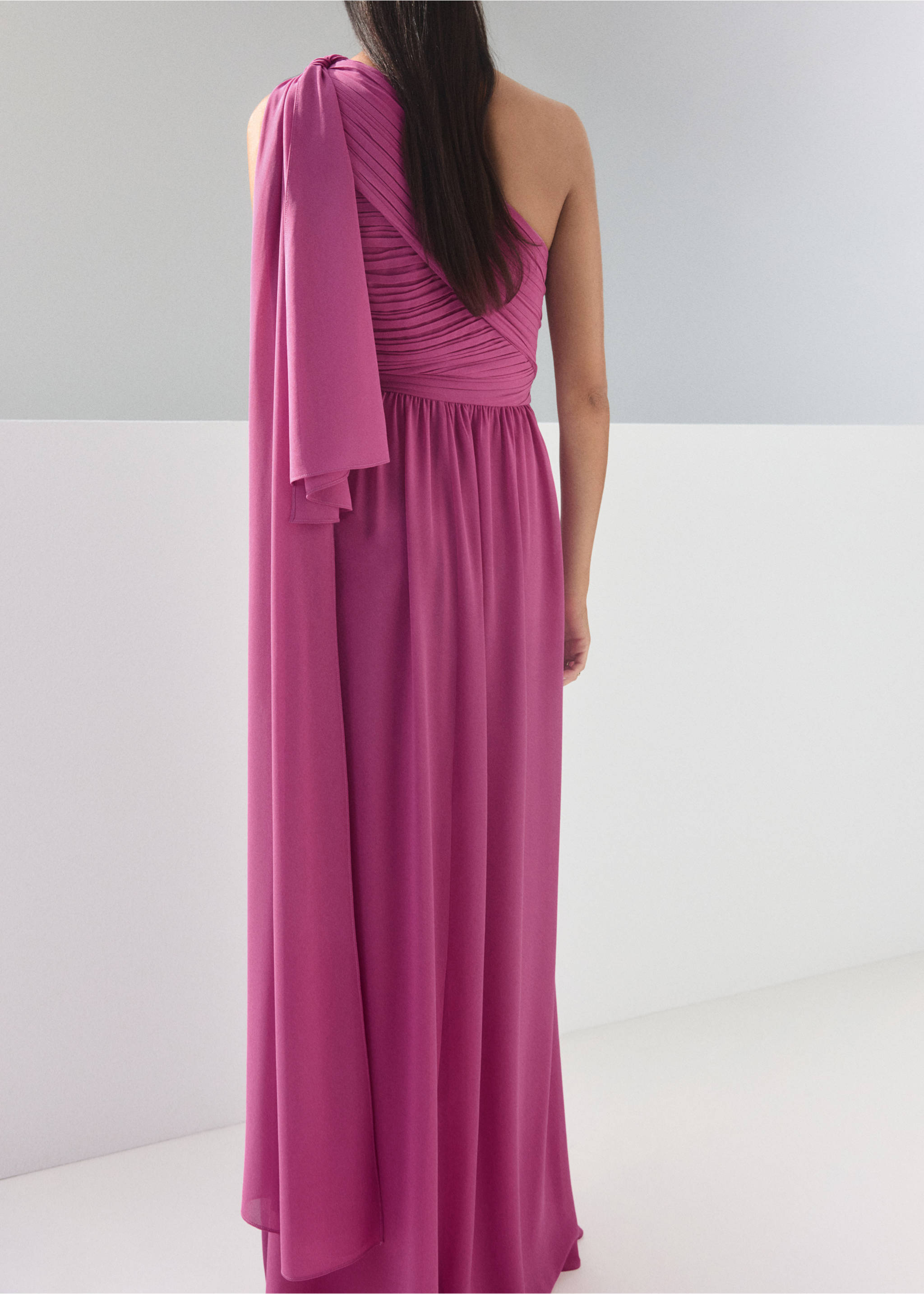 Knot asymmetric dress - Reverse of the article, Fuchsia. Ref: 27005824-00.