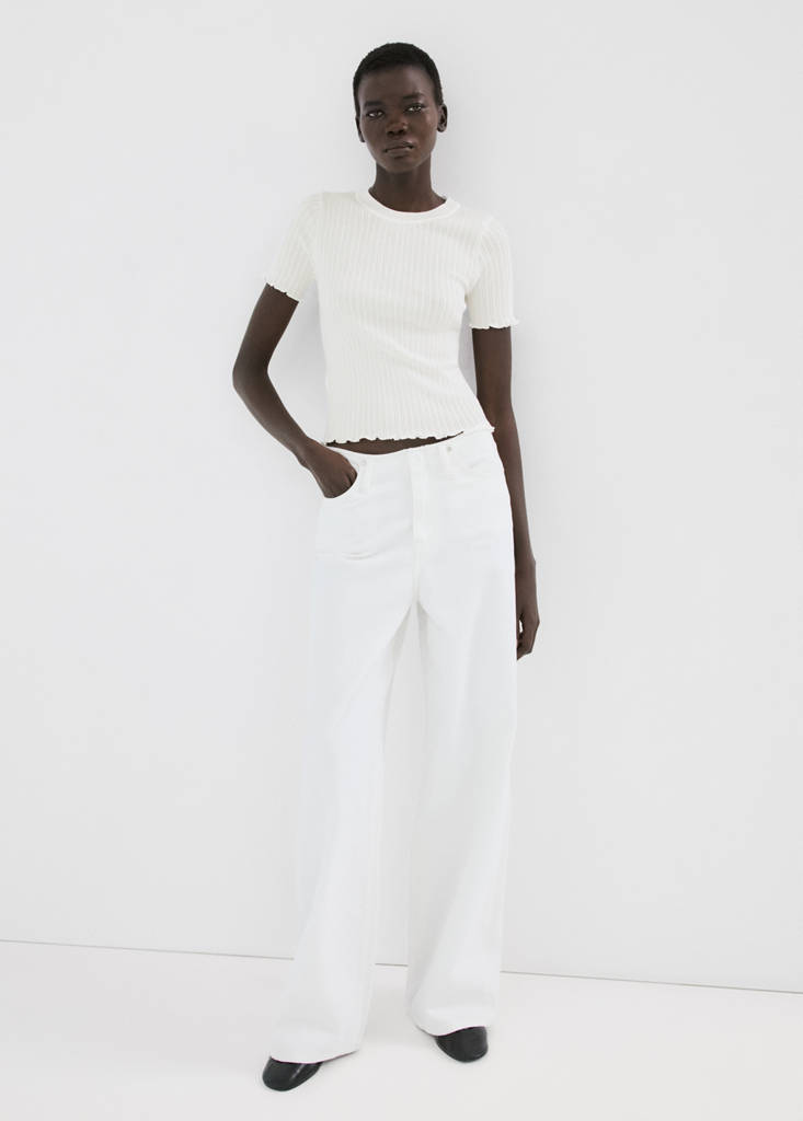 Ribbed  knit t-shirt — Ecru