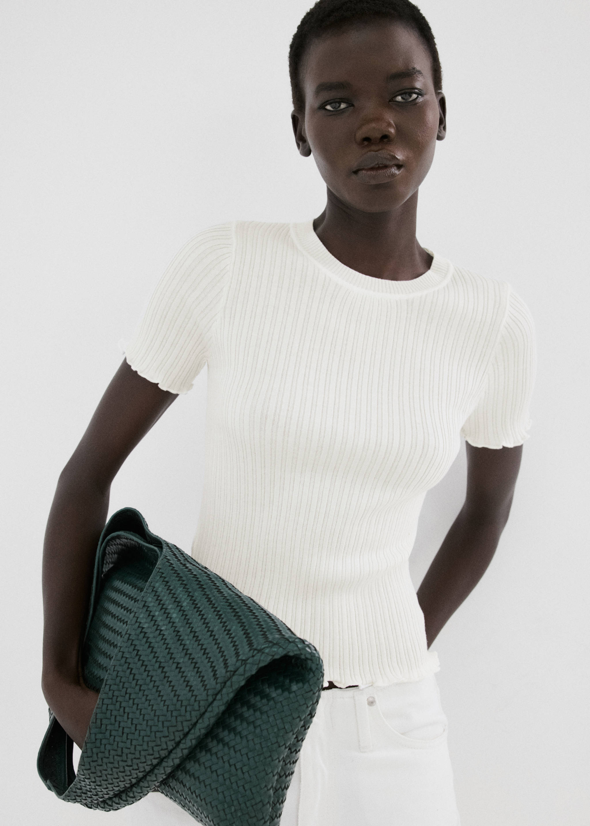 Ribbed  knit t-shirt - Medium plane