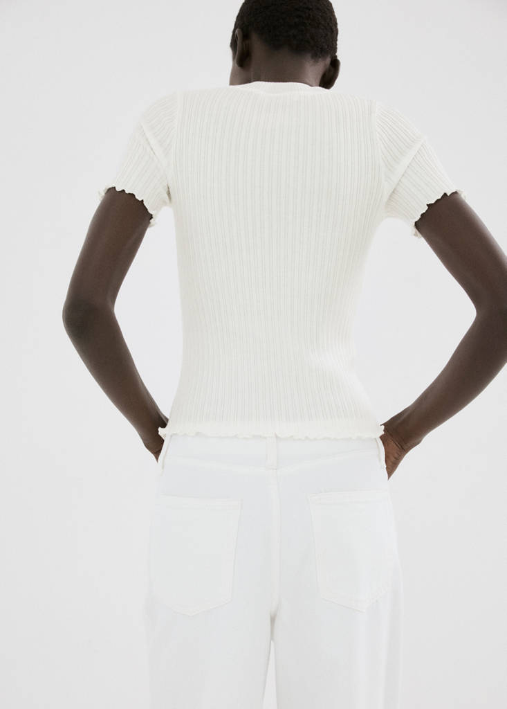 Ribbed  knit t-shirt — Ecru