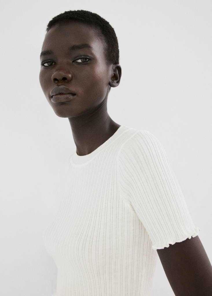 Ribbed  knit t-shirt — Ecru